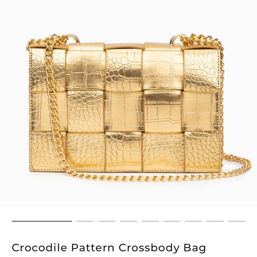 Verano Hill Gold Croc-Embossed Clutch